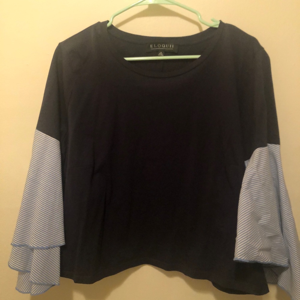 Eloquii Poplin Bell Sleeve Tee